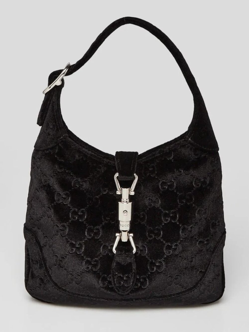 Gucci Black Velvet GG Jackie 1961 Small Crossbody Bag